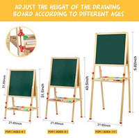 KAVAVO Caballete de madera para niños con letras magnéticas, caballete de pie ajustable, pizarra blanca de dibujo de doble cara, utilizado para la educación temprana. - Arteztik
