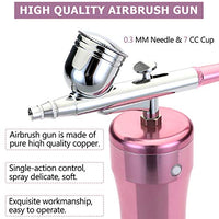 Snefe - Kit de aerógrafo, mini pistola compresora de aire, recargable, portátil, multiusos, pluma de aire con aguja de 0.012 in para maquillaje, tatuaje, decoración de uñas, coche, pintura, tarta, US, Rosado - Arteztik
