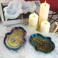 2 moldes de resina de plato de hamsa, molde de fundición de epoxi de silicona para jabonera, bandeja de joyas, placa de decoración del hogar - Arteztik
