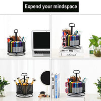 Marbrasse organizador de escritorio de malla, rotación de 360 grados, soporte multifuncional para bolígrafos, 4 compartimentos, organizador de escritorio estático, caja de almacenamiento para suministros de arte para el hogar o la oficina - Arteztik
