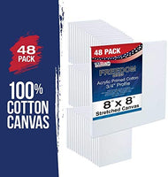 US Art Supply - Lienzo estirado, 8.0 x 8.0 in, calidad profesional, sin ácidos, 6 unidades – Perfil 3/4 de 12 onzas con imprimación Gesso - (1 funda completa de 6 lienzos individuales) - Arteztik
