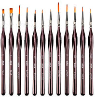 AIEX - Juego de 9 pinceles de pintura en miniatura para acrílico, acuarela, aceite, cara, uñas, escala de pintura de modelo, línea de dibujo (negro) - Arteztik
