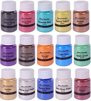 15 colores Mica Powder Shake Jars Natural Pearl Polvo de resina Pigmento para hacer jabón Kit de tinte de baño, Bomb Dye Colorant, Candle Making, DIY Art Craft - Arteztik
