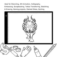 A4 ultra delgado portátil LED caja de luz Tracer USB cable de alimentación regulable brillo LED Artcraft Tracing Light Pad para artistas dibujo dibujo dibujo animación Stencilling X-rayViewing - Arteztik
