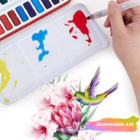 Artibox Juego de pintura para principiantes en acuarela, 24 colores vibrantes surtidos en caja de metal, juego de acuarela profesional con 2 pinceles, 1 pincel de pintura para detalles, ideal para principiantes y estudiantes - Arteztik
