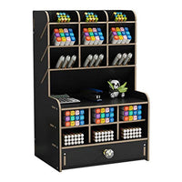 Marbrasse Wooden Pencil Pen Holder, Pen Organizer for Desk, 15 Compartments + Drawer, Desktop Stationary Organizer Caddy, Easy Assembly, Home Office Art Supply Organizer Storage (Black) - Arteztik
