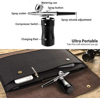 Kit de aerógrafo COSSCCI actualizado, mini pistola de aire portátil con kit de compresor, kit de pintura de una sola acción con cepillo de aire para decoración de tartas, maquillaje, arte de uñas, modelo, pintura, tatuaje, manicura (negro) - Arteztik
