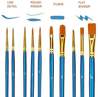 Juego de pinceles de pintura acrílica, 10 unidades de pinceles redondos de nailon, punta fina, pinceles de pintura en miniatura para pintura acrílica de acuarela, pintura al óleo, pintura de uñas, modelo de uñas, manualidades, arte de roca, kits profesion - Arteztik
