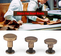 Paquete de 20 juegos remaches de uñas de tornillos de cabeza plana botón Stud, bronce Leathercraft de latón, bricolaje decoración de zapatos de Craft de metal remaches para cinturón bolsa de correa de piel, 8mm - Arteztik
