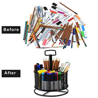Marbrasse organizador de escritorio de malla, rotación de 360 grados, soporte multifuncional para bolígrafos, 4 compartimentos, organizador de escritorio estático, caja de almacenamiento para suministros de arte para el hogar o la oficina - Arteztik
