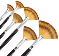 Juego de pinceles de pintura, juego de pinceles para abanico de artistas, brochas de madera largas para pintura, juego de pinceles para pintura al óleo, pintura acrílica, 3 piezas - Arteztik
