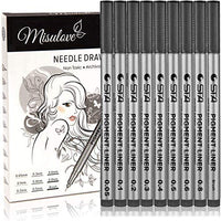 MISULOVE - Bolígrafos de tinta fineliner, bolígrafos multiliner de precisión para ilustración de artista, bocetos, dibujo técnico, manga, scrapbooking (9 tamaños/negro) - Arteztik
