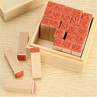 Minijuego de sellos de madera Yansanido, 12 unidades, para hacer bricolaje, con caja de madera - Arteztik
