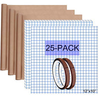 HIRALIY - Cinta de transferencia de vinilo de 12.0 x 10.0 in, 25 unidades con lámina de teflón y cinta térmica, ideal para transferir Cricut y Silhouette Cameo diseños calcomanías HTV - Arteztik
