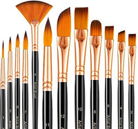 Juego de pinceles de pintura acrílica para manualidades, 12 pinceles profesionales para pintura de artistas, kit para pintura de maquillaje facial para niños, pintura acrílica, acuarela, aceite, roca, lienzo, pinceles de pintura de Halloween - Arteztik
