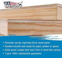 U.S. Art Supply - Tableros de madera de abedul de 7.9 x 15.7 in para paneles de pintura, cuna de 0.7 in de profundidad (paquete de 3) - Lienzo de pared de madera para artistas - Pintura para manualidades mixtas, acrílico, aceite, acuarela, encáustico - Arteztik
