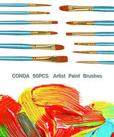 Conda - Juego de 50 pinceles de pintura multiusos para acrílico, aceite, acuarelas - Arteztik
