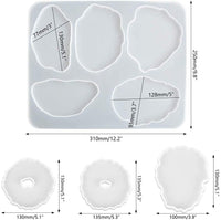4 moldes de posavasos de resina, moldes irregulares de ágata con 12 piezas de hoja de oro brillante, moldes de silicona para posavasos de manualidades, moldes de resina epoxi para hacer posavasos de ágata sintética - Arteztik
