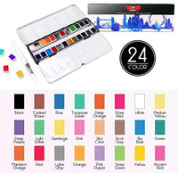 Artistas acuarela juego de pintura removible acuarela kits de pintura suministros de arte de pintura regalos para mujeres, adultos, niños, suministros de pintura profesional con paleta, acuarela pincel bolígrafos (24 colores) - Arteztik
