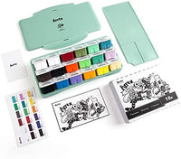 Arrtx AJG-001 Gouache - Juego de pinturas con diseño de taza de gelatina, 18 colores × 1.0 fl oz en una caja de plástico con una paleta, adecuado para estudiantes, aficionados, artistas (Primrose) - Arteztik
