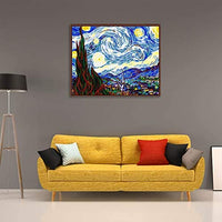 Mural de pared arte pintura por números DIY acrílico Kit de pintura para niños y adultos principiante – 16 x 20 pulgadas Van Gogh cielo estrellado con 3 cepillos y colores brillantes - Arteztik
