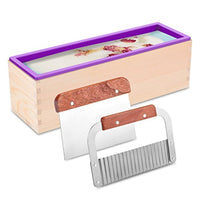 ZYTJ - Kit de moldes de jabón de silicona de 1.20 kg, molde rectangular flexible, viene con caja de madera, rascador ondulado y recto de acero inoxidable - Arteztik
