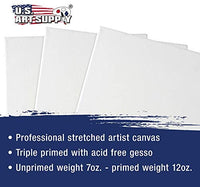U.S. Art Supply 20 x 24 pulgadas lienzo estirado, 12 onzas, imprimado, paquete de 6 unidades, color blanco profesional de 0.7 in, peso pesado, sin ácidos gesos, pintura acrílica, pintura al óleo, 3 - pack, paquete de de 3 - Arteztik
