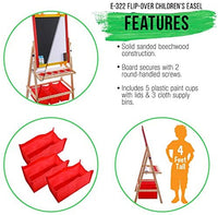 U.S. Art Supply - Caballete de pintura y dibujo para niños, doble cara, con pizarra, borrado en seco, rollo de papel, 3 compartimentos de almacenamiento, 5 tazas sin pastilla, tiza – Los niños escriben divertidos - Arteztik
