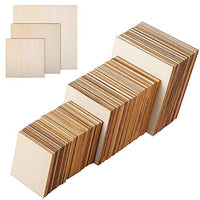 Ruisita - 100 piezas de madera sin terminar cuadradas, 3 tamaños de rodajas de madera en blanco para posavasos, manualidades y decoración del hogar - Arteztik
