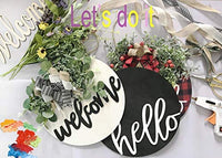 Cartel de madera de Navidad en blanco con texto en inglés «Welcome Sign» para puerta delantera de madera, sin acabar, para colgar en madera redonda para manualidades, decoración de Navidad, 2 piezas (color madera, 19.7 in) - Arteztik
