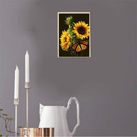 Bemaystar - Kit de pintura de diamante 5D por número, diamante redondo completo, cruz de cristal, bordado, decoración para pared familiar, girasoles y mariposas, 11.8 x 15.7 in - Arteztik
