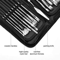 Loteaf - Juego de 17 pinceles de pintura con cuchillo de paleta y esponja para acuarela, acrílico, aceite, bolsa de transporte emergente incluida para artistas, adultos y niños - Arteztik
