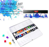 Artistas acuarela juego de pintura removible acuarela kits de pintura suministros de arte de pintura regalos para mujeres, adultos, niños, suministros de pintura profesional con paleta, acuarela pincel bolígrafos (24 colores) - Arteztik
