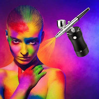 Kit de aerógrafo COSSCCI actualizado, mini pistola de aire portátil con kit de compresor, kit de pintura de una sola acción con cepillo de aire para decoración de tartas, maquillaje, arte de uñas, modelo, pintura, tatuaje, manicura (negro) - Arteztik
