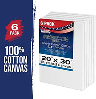 U.S. Art Supply 20 x 30 pulgadas lienzo estirado, 12 onzas imprimado, paquete de 6 unidades, color blanco profesional de 0.7 in, peso pesado, sin ácidos, pintura acrílica, pintura al óleo - Arteztik
