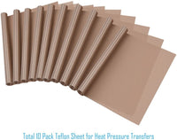 Selizo - Lámina de teflón para transferencia de calor a presión, antiadherente, 12.0 x 16.0 in, 10 unidades, resistente al calor - Arteztik
