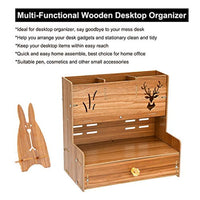 Marbrasse - organizador de escritorio de madera, multifuncional, caja de soporte para bolígrafos, papelería de escritorio, fácil de montar, estante de almacenamiento para suministros de oficina en casa-oficina con cajón - Arteztik
