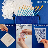 Mandala Stencil Dot Set de pintura – 48 piezas juego de 36 plantillas de mandala, plantillas de pintura, 2 tamaños diferentes, 1 bolsa azul con cremallera, 10 pinceles de pintura de artista para proyectos de pintura de roca, muebles de pared de madera - Arteztik
