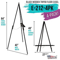 U.S. Art Supply - Caballete de madera Torrey negro de 63.8 in de alto, con marco en A, para estudio de artista, altura de la bandeja ajustable, tiene capacidad para lienzo de 39.8 in – soporte de exhibición de madera para cuadros dibujos enmarcados fotos, - Arteztik
