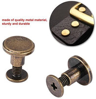 Paquete de 20 juegos remaches de uñas de tornillos de cabeza plana botón Stud, bronce Leathercraft de latón, bricolaje decoración de zapatos de Craft de metal remaches para cinturón bolsa de correa de piel, 8mm - Arteztik
