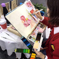 BBLIKE - Juego de pintura de acuarela con 4 pinceles variados, 42 colores surtidos, kit de acuarela portátil de viaje, juego de bocetos de campo de acuarela para principiantes, niños, estudiantes, artistas y más - Arteztik
