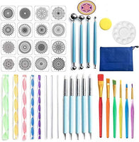 Mandala Juego de plantillas de puntos, herramientas de punto, kits de herramientas de pintura, pinceles, bandeja de pintura para pintar, piedras, colorear, dibujar y dibujar suministros de arte (42 piezas) - Arteztik
