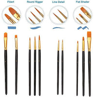 Juego de pinceles de pintura, 10 pinceles planos para acuarela, aceite, pintura acrílica y manualidades, uñas, pintura facial (cepillo negro) - Arteztik
