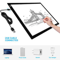 Icetek - Caja de luz LED ultradelgada y portátil A4, cable de alimentación USB, intensidad regulable, luz LED para dibujo, boceto, animación Visualización de rayos X - Arteztik
