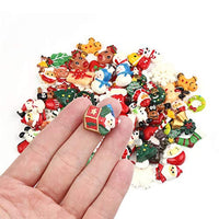 100 piezas de Navidad rebanadas de resina Slime Charms Surtido Botón Santa muñeco de nieve árbol Bell ciervos para hacer manualidades, adorno Scrapbooking DIY manualidades - Arteztik
