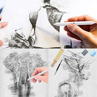 Mukum - 25 herramientas de dibujo para mezclar muñones y tortilones con bocetos de papel de lija, sacapuntas, herramienta de extensión de lápiz para dibujar - Arteztik
