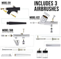 Master Airbrush KIT-SP19-20 juego de pintura con sistema vaporizador con compresor estándar (11 elementos) - Arteztik
