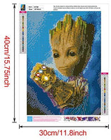 Betionol - Kit de pintura de diamantes 5D para niños y adultos, kit de pintura de diamantes de imitación de cristal de perforación completa por números con el tema de Babby Groot, 12 x 16 pulgadas - Arteztik
