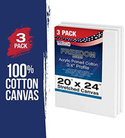 U.S. Art Supply 20 x 24 pulgadas lienzo estirado, 12 onzas, imprimado, paquete de 6 unidades, color blanco profesional de 0.7 in, peso pesado, sin ácidos gesos, pintura acrílica, pintura al óleo, 3 - pack, paquete de de 3 - Arteztik

