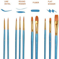 Juego de pinceles de pintura acrílica, 10 unidades de pinceles redondos de nailon, punta fina, pinceles de pintura en miniatura para pintura acrílica de acuarela, pintura al óleo, pintura de uñas, modelo de uñas, manualidades, arte de roca, kits profesion - Arteztik
